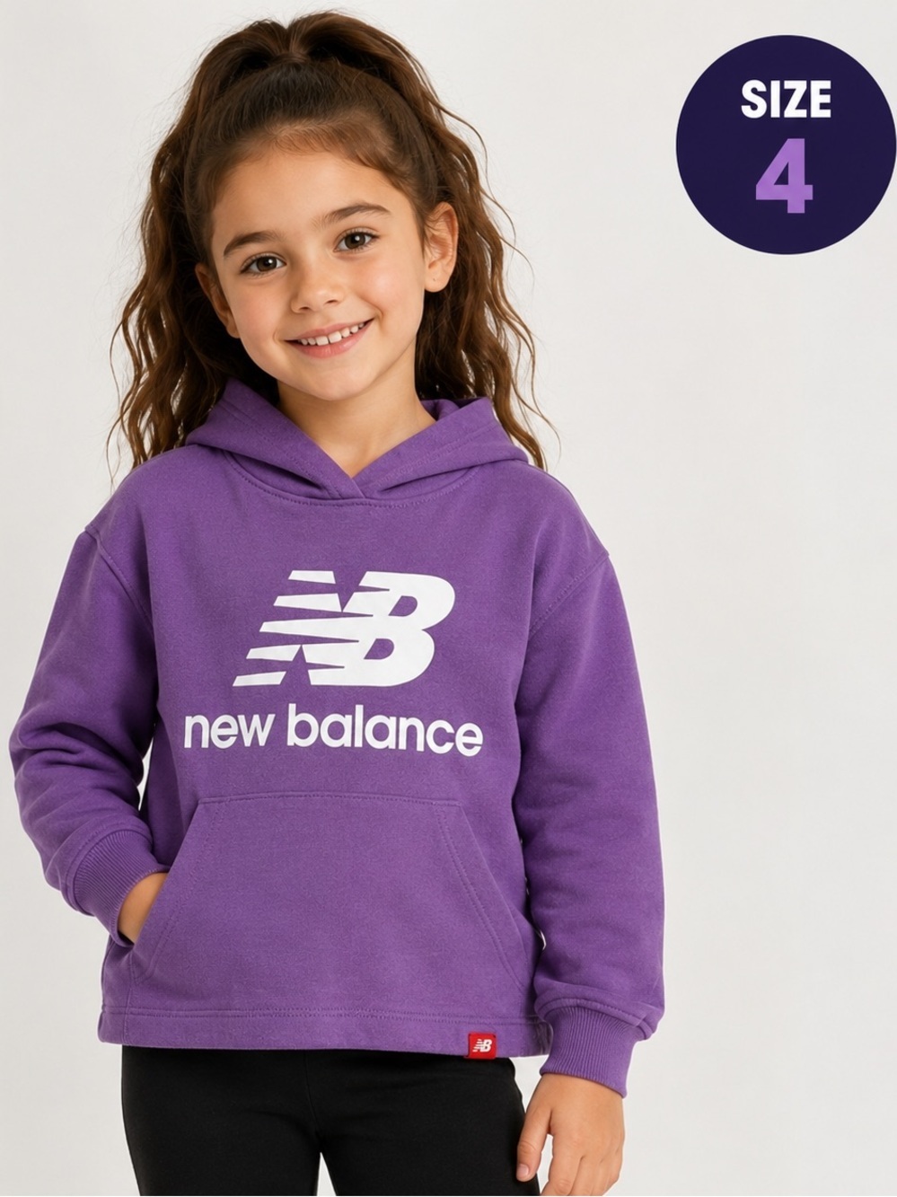 New Balance Purple Logo Hoodie - girls Size 4 (Small)